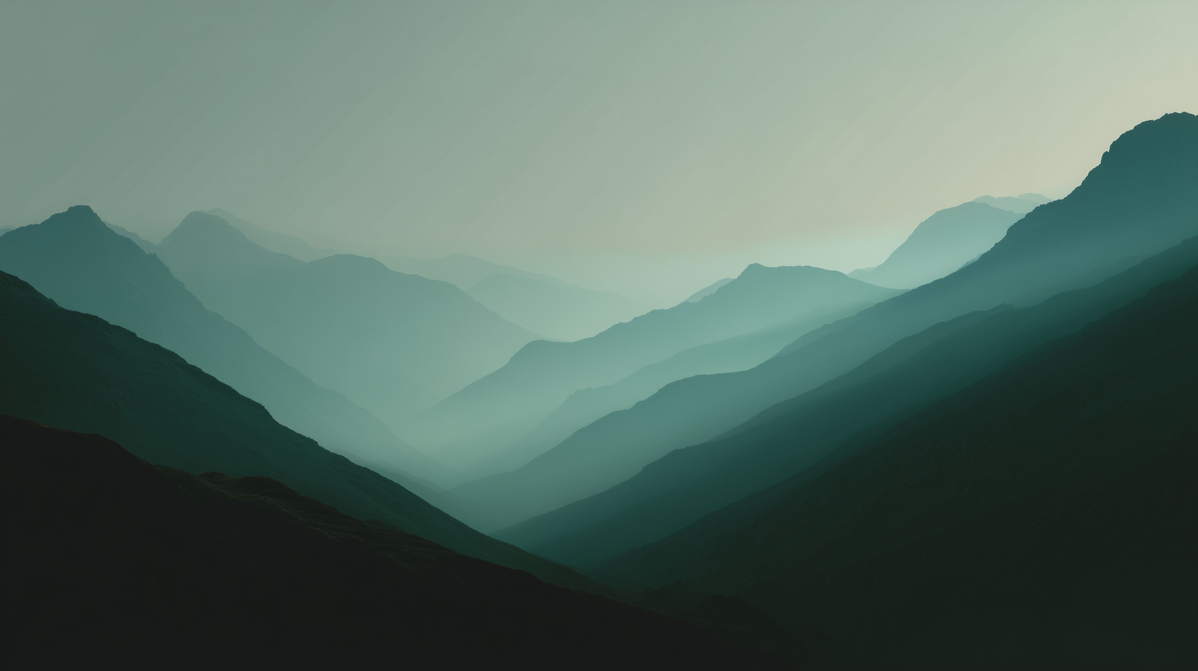 Receding ridgelines standing in for the layered structure of the portfolio
